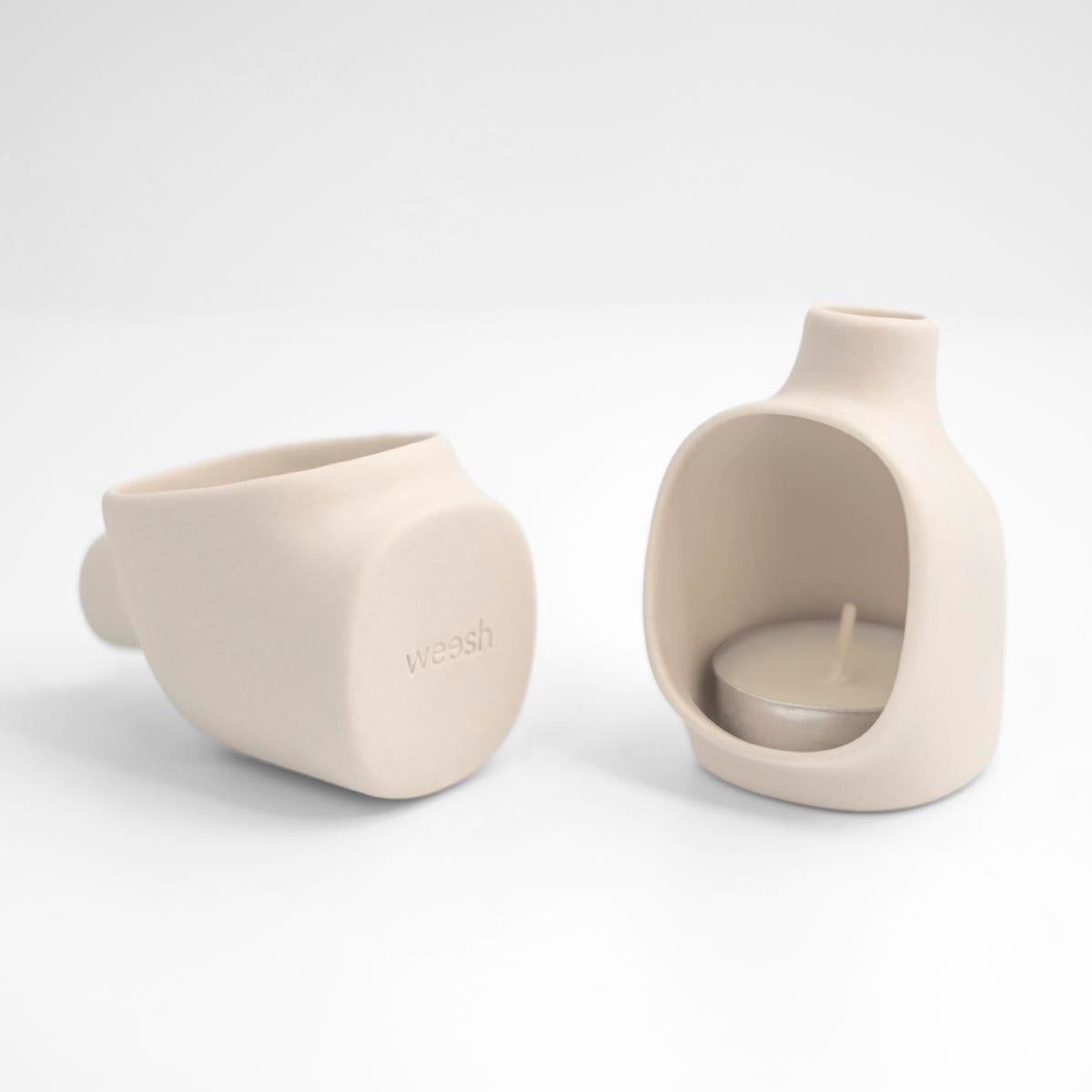 Flue - Ceramic Candle Lamp - White