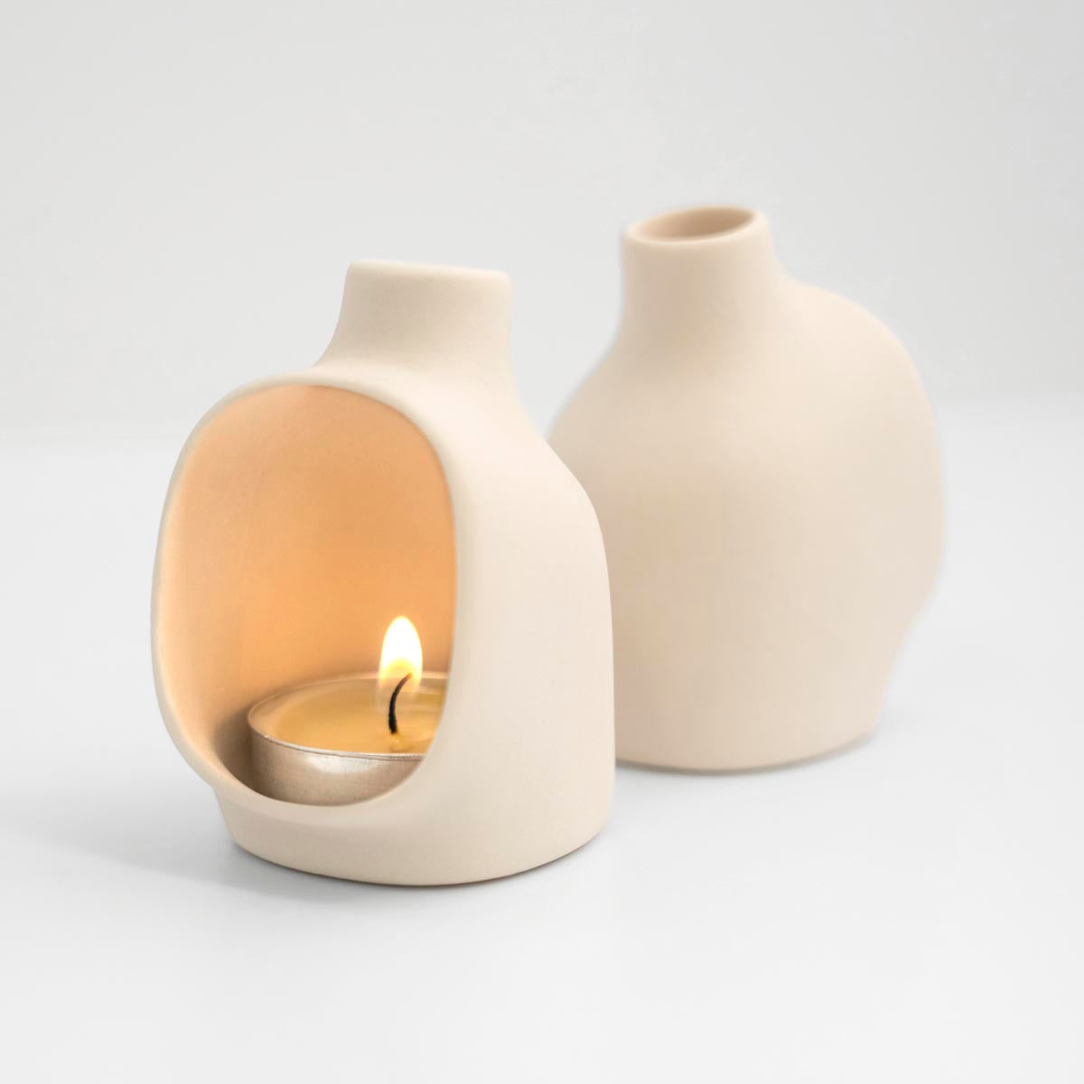 Flue - Ceramic Candle Lamp - White